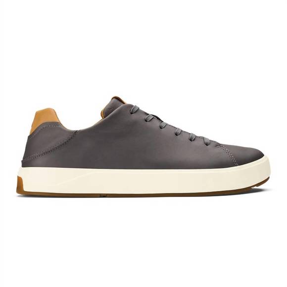 NEW OLUKAI men's lae ahi li ili leather sneaker in stone/stone - Picture 1 of 5